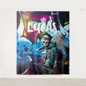 Zombie Graffiti Room Décor Monogram Wandteppich (Vorderseite)