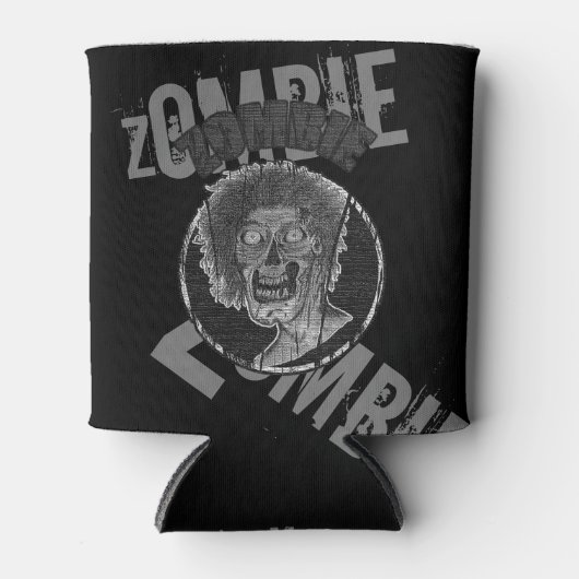 Zombie-grau/schwarz gestörter Look Grafik Dosenkühler (Vorderseite)