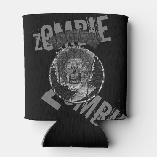 Zombie-grau/schwarz gestörter Look Grafik Dosenkühler (Rückseite)