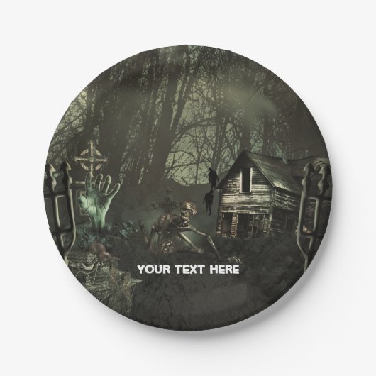 Zombie Graveyard Birthday Party oder Halloween Pappteller (Vorderseite)