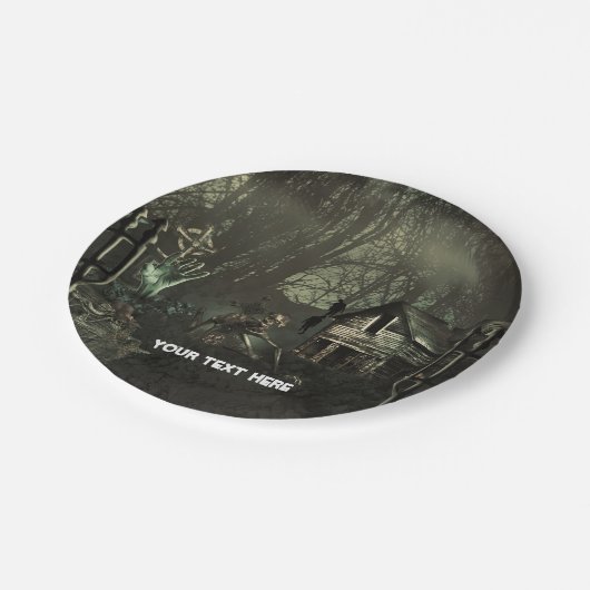 Zombie Graveyard Birthday Party oder Halloween Pappteller (Schrägansicht)