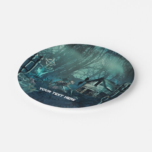 Zombie Graveyard Birthday Party oder Halloween Pappteller (Schrägansicht)