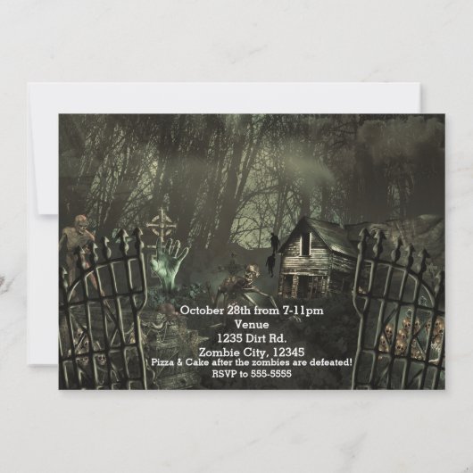 Zombie Graveyard Geburtstagsparty Einladungen (Rückseite)