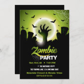 Zombie Graveyard Green Halloween Einladung (Vorne/Hinten)