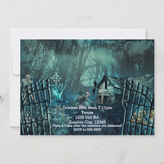 Zombie Graveyard Halloween-Party Einladungen (Rückseite)