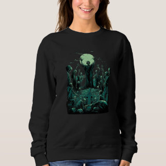 Zombie Graveyard Moon Skeleton For Mom and Dad Boy Sweatshirt