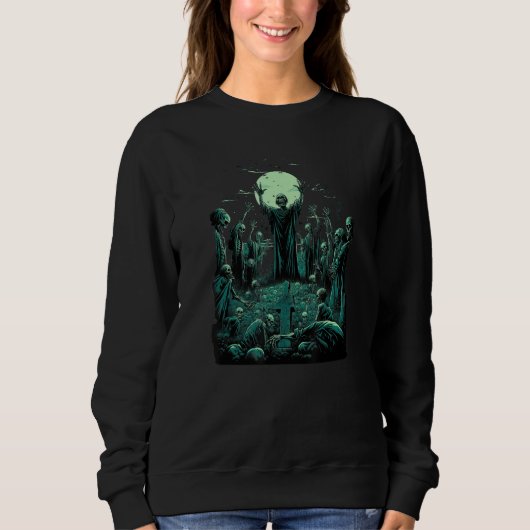 Zombie Graveyard Moon Skeleton For Mom and Dad Boy Sweatshirt (Vorderseite)