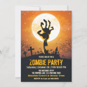 Zombie Graveyard Orange Halloween Einladung (Vorderseite)