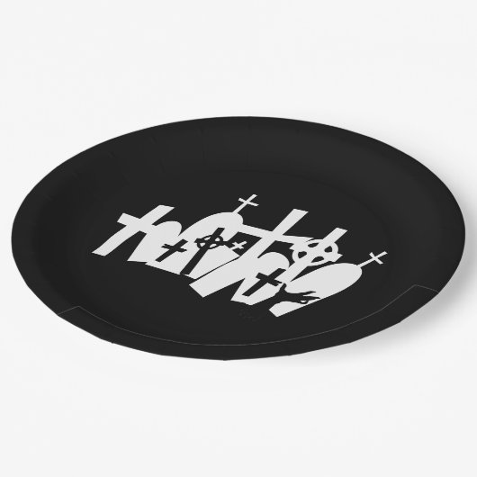 Zombie Graveyard Pappteller (Schrägansicht)