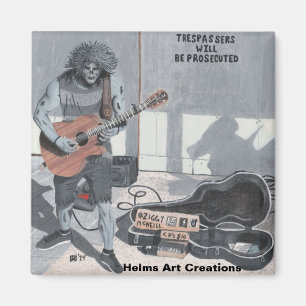Zombie Guitar Musician Button Magnet