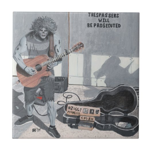 Zombie Guitar Musician Fantasy Art Keramik Tile Fliese (Vorderseite)