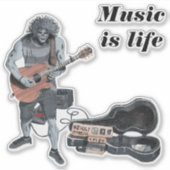 Zombie Guitar Musician Fantasy Art Sticker (Vorderseite)