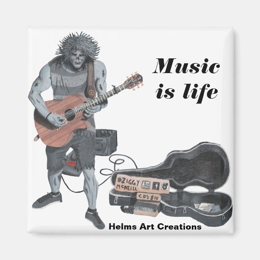 Zombie Guitar Musician Life Magnet (Vorne)