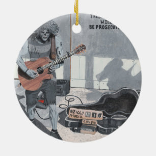 Zombie Guitar Rock Musiker Fantasy Kunst, Dichtung Keramik Ornament