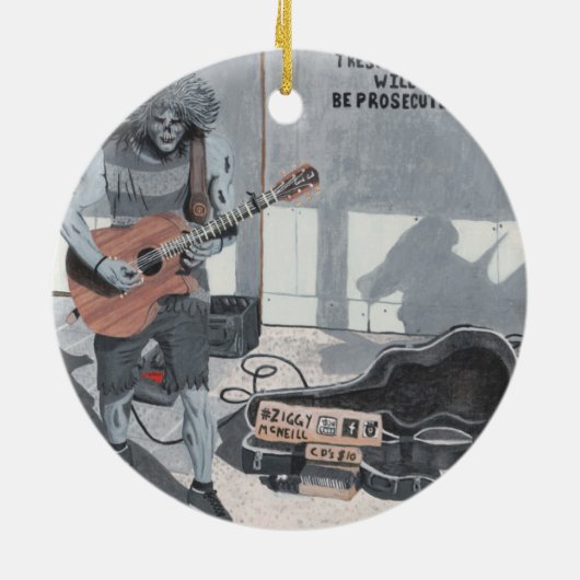 Zombie Guitar Rock Musiker Fantasy Kunst, Dichtung Keramik Ornament (Hinten)