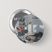 Zombie Guitar Street Musician Fantasy Art Button (Vorne & Hinten)