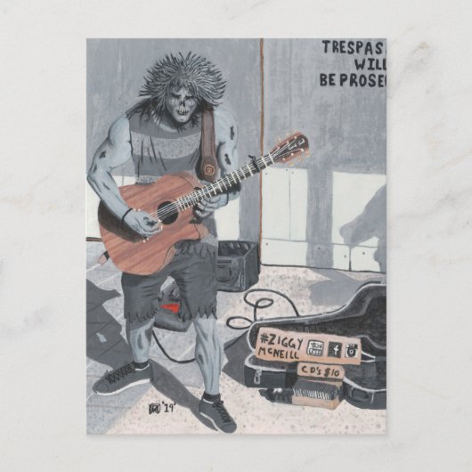 Zombie Guitar Street Musician Fantasy Postcard Postkarte (Vorderseite)