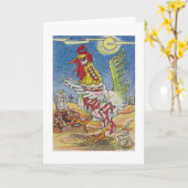 Zombie-Hahn-Huhn-Halloween-Kunst Karte (Gelbe Blume)