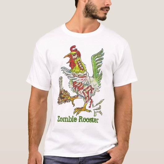 Zombie-Hahn-Huhn-Halloween-Kunst T-Shirt (Vorderseite)