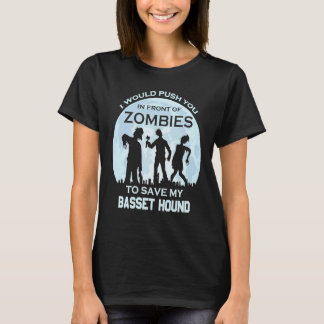 Zombie Halloween Basset Hound Pet T-Shirt
