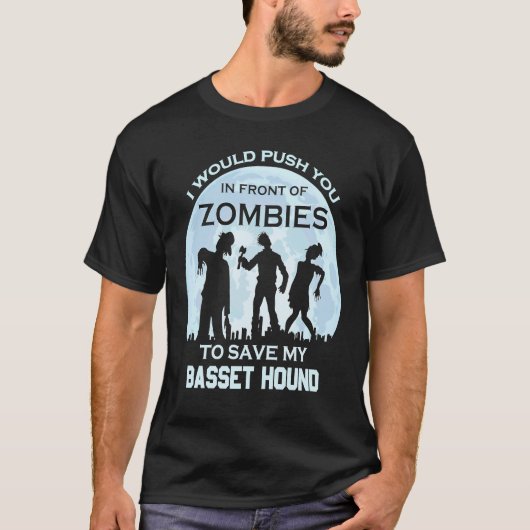 Zombie Halloween Basset Hound Pet T-Shirt (Vorderseite)