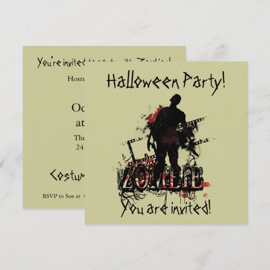 Zombie Halloween Einladung (Vorne/Hinten)