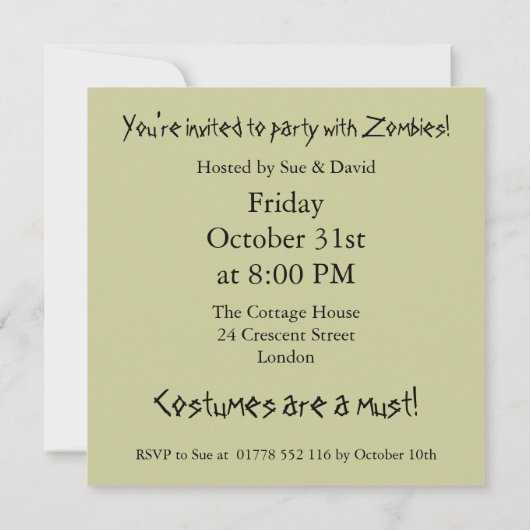 Zombie Halloween Einladung (Rückseite)