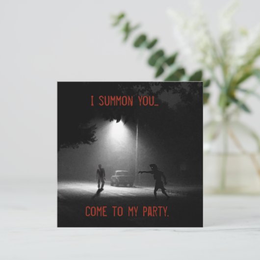 ZOMBIE HALLOWEEN EINLADUNG (Stehend Vorderseite)