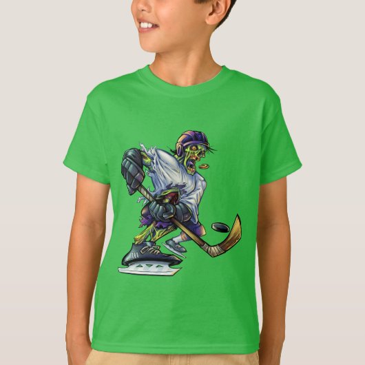 Zombie Halloween Hockey Player Funny Boy's T-Shirt (Vorderseite)