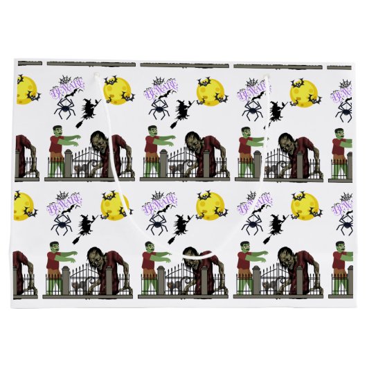 Zombie Halloween Land Große Geschenktasche Große Geschenktüte (Rückseite)