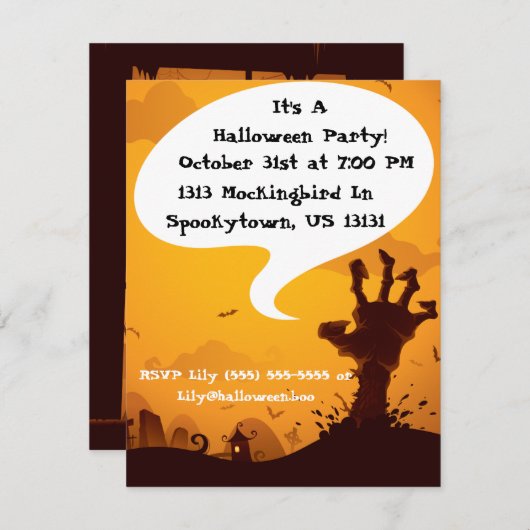 Zombie Halloween-Party Einladung (Vorne/Hinten)