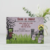 Zombie Halloween-Party Einladung (Stehend Vorderseite)