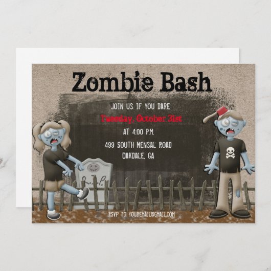 Zombie Halloween-Party Einladung (Vorne/Hinten)