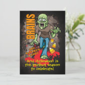 Zombie Halloween-Party Einladungen (Stehend Vorderseite)