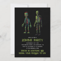 Zombie Halloween-Party. Funny Spooky Green & Black