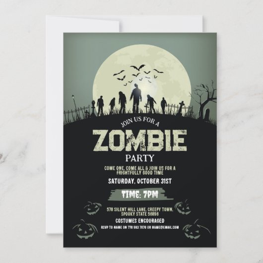 Zombie Halloween-Party Kostüme Horror Einladung (Vorderseite)