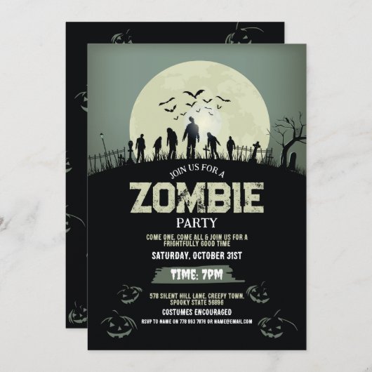 Zombie Halloween-Party Kostüme Horror Einladung (Vorne/Hinten)