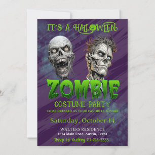Zombie-Halloween-Party-Skelett-Grausame-Apokalypse Einladung