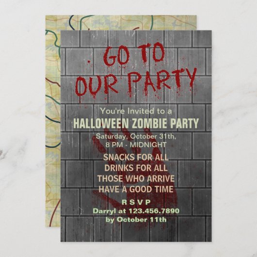 Zombie Halloween-Party Untote Apokalypse Bloody Einladung (Vorne/Hinten)