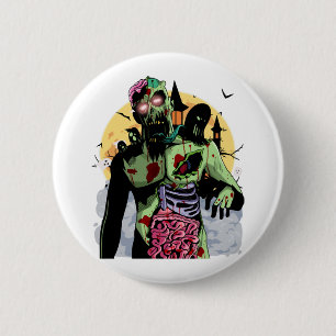 Zombie Halloween T-ShirtScary Zombie Halloween Button
