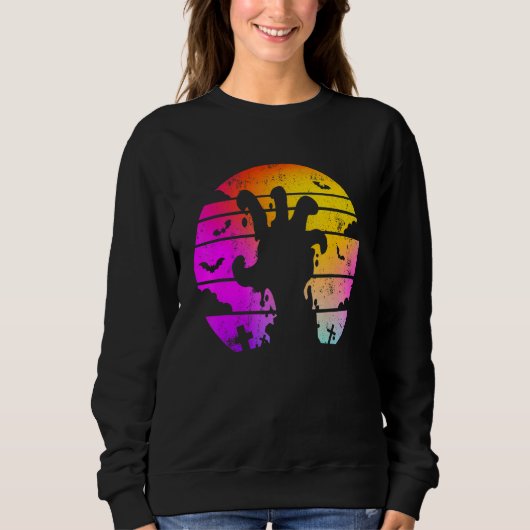 Zombie Hand Beängstigend farbenfrohe Halloween Sweatshirt (Vorderseite)