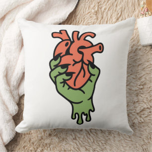 Zombie Hand Holding Heart Kissen