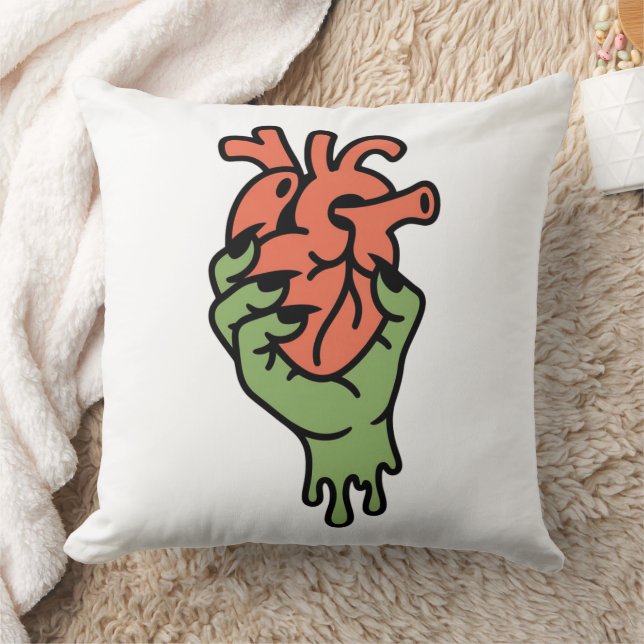 Zombie Hand Holding Heart Kissen (Decke)