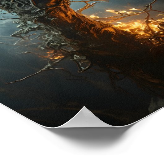 Zombie-Hand kommt aus ernstem Beängstigendem Hallo Poster (Ecke)