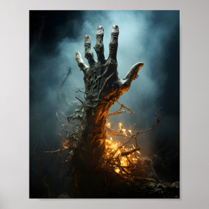 Zombie-Hand kommt aus ernstem Beängstigendem Hallo Poster