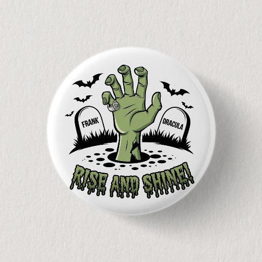 Zombie Hand Rising Halloween Design Spaß und Spook Button (Vorderseite)