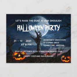 Zombie Hand Vollmond Creepy Halloween-Party Invit Einladungspostkarte