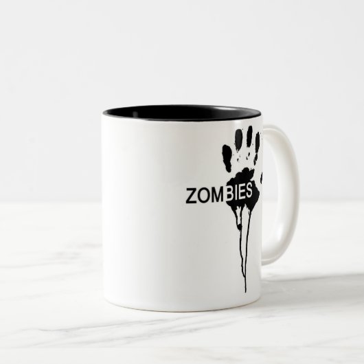 Zombie-Hand Zweifarbige Tasse (VorderseiteRechts)