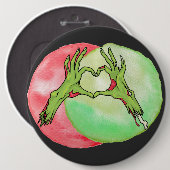 Zombie Hands, die Herzform machen, Liebe Halloween Button (Vorne & Hinten)