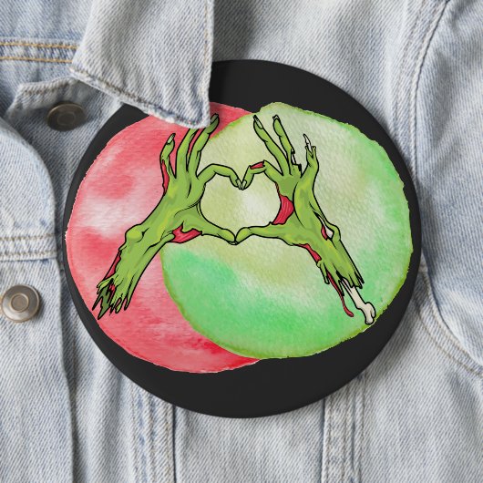 Zombie Hands, die Herzform machen, Liebe Halloween Button (Beispiel)